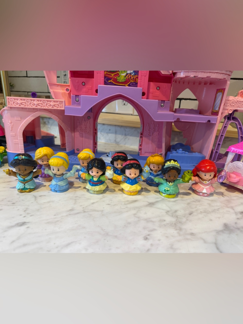 Kids Pink and Purple Princess Castle Playset with Mini Dolls - Picture 6 of 7